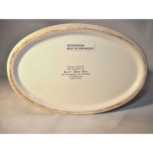 Knotts Berry Farm 2010 Ceramic Canister Oval Fruit Berries Gold Tone Accents - Picture 4 of 7